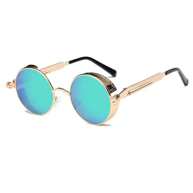Metal Round Steampunk Sunglasses Men Women Fashion Glasses Brand Designer Retro Frame Vintage Sunglasses High Quality UV400s-sss