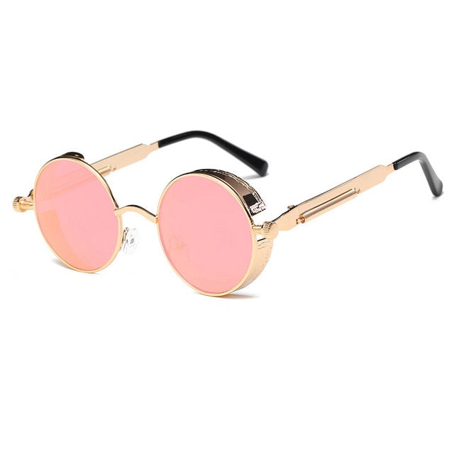 Metal Round Steampunk Sunglasses Men Women Fashion Glasses Brand Designer Retro Frame Vintage Sunglasses High Quality UV400s-sss