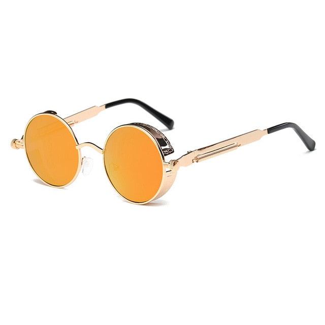 Metal Round Steampunk Sunglasses Men Women Fashion Glasses Brand Designer Retro Frame Vintage Sunglasses High Quality UV400s-sss