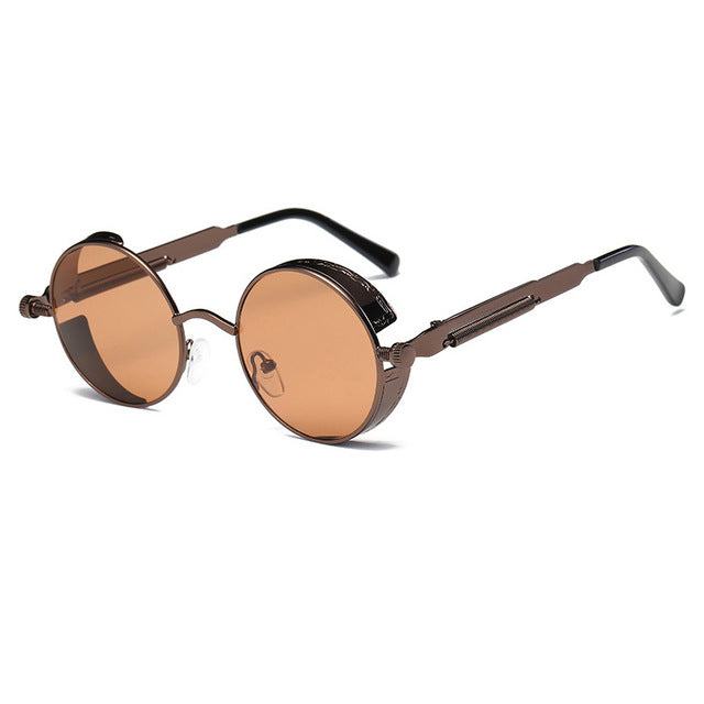 Metal Round Steampunk Sunglasses Men Women Fashion Glasses Brand Designer Retro Frame Vintage Sunglasses High Quality UV400s-sss