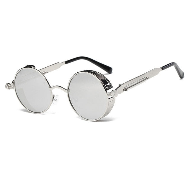 Metal Round Steampunk Sunglasses Men Women Fashion Glasses Brand Designer Retro Frame Vintage Sunglasses High Quality UV400s-sss