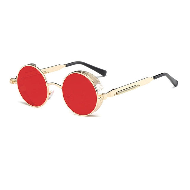 Metal Round Steampunk Sunglasses Men Women Fashion Glasses Brand Designer Retro Frame Vintage Sunglasses High Quality UV400s-sss