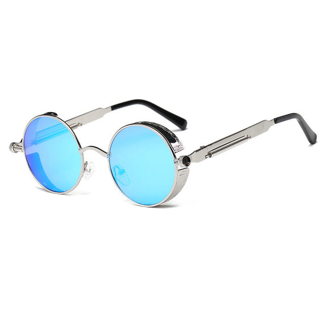 Metal Round Steampunk Sunglasses Men Women Fashion Glasses Brand Designer Retro Frame Vintage Sunglasses High Quality UV400s-sss